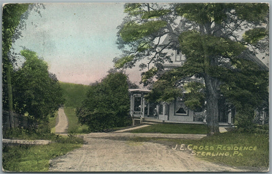 STEARLING PA J.E. CROSS RESIDENCE ANTIQUE POSTCARD