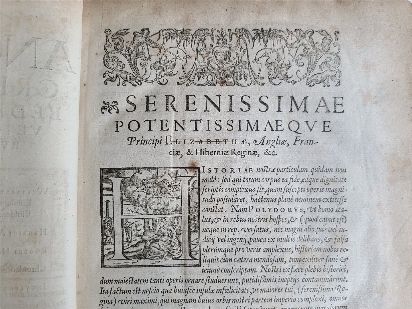 1596 ENGLISH CHRONICLES H. SAVILE antique Rerum Anglicarum Scriptores VELLUM