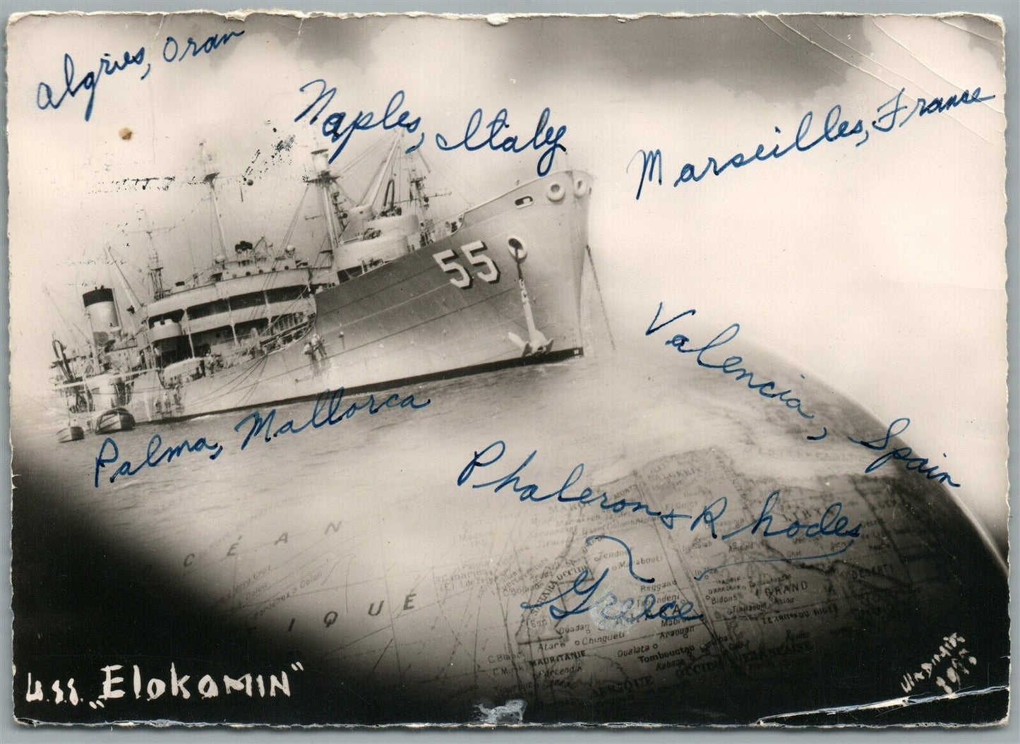 SS ELOKAMIN SHIP VINTAGE REAL PHOTO POSTCARD RPPC