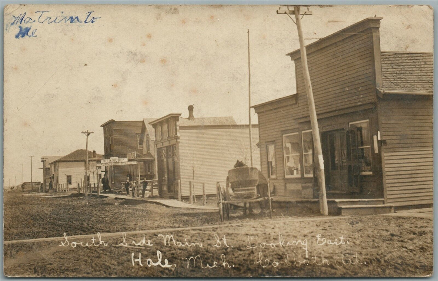 HALE MI SOUTH SIDE MAIN STREET ANTIQUE REAL PHOTO POSTCARD RPPC