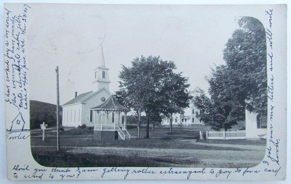 NEWFIELD MAINE CHURCH ANTIQUE 1907 REAL PHOTO POSTCARD RPPC
