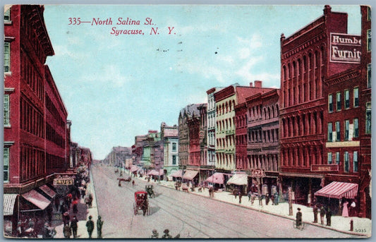 SYRACUSE NY NORTH SALINA STREET 1911 ANTIQUE POSTCARD