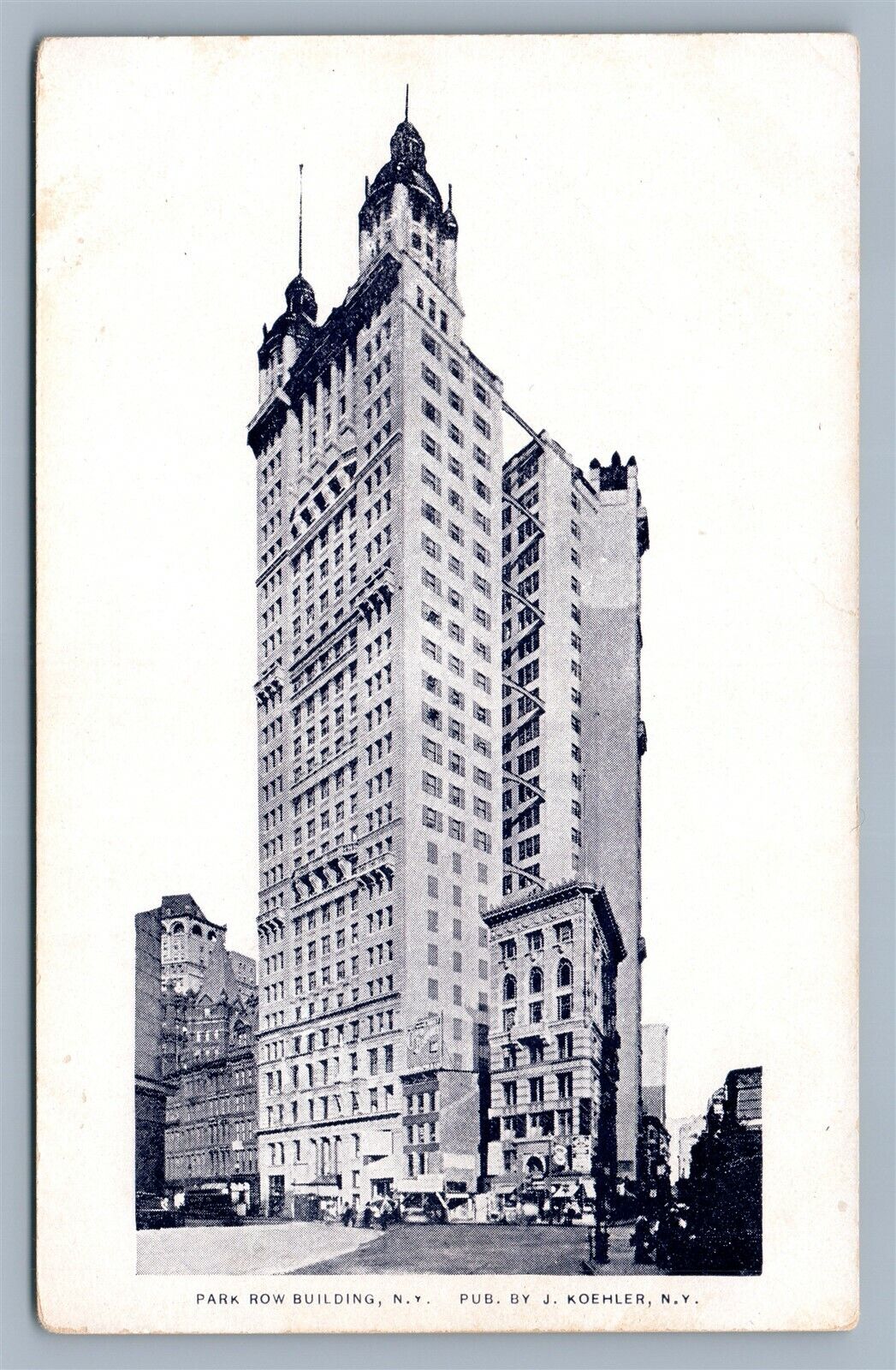 NEW YORK NY PARK ROW BUILDING ANTIQUE POSTCARD by J.KOEHLER