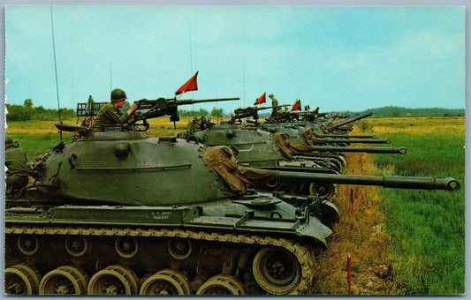 M48 PATTON TANKS VINTAGE POSTCARD CAMP DRUM N.Y.