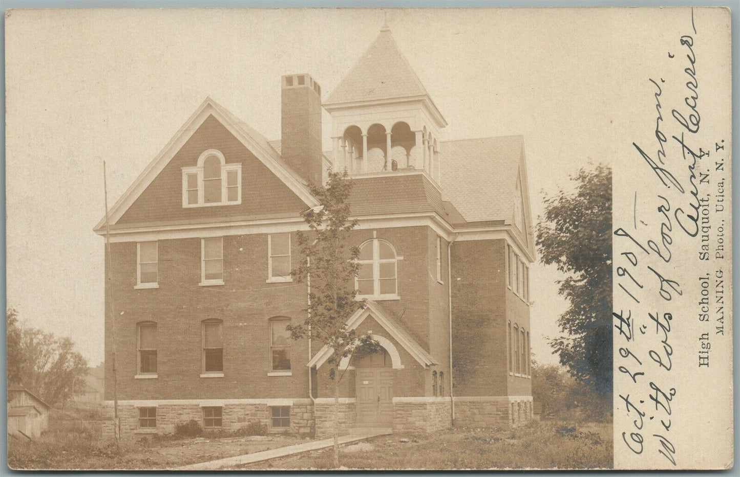 SAUQUOIT NY HIGH SCHOOL ANTIQUE REAL PHOTO POSTCARD RPPC
