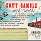 BROOKLYN NY BRIGHTON LAUNDRY ADVERTISING VINTAGE POSTCARD DON'T GAMBLE w/ MOTHS!