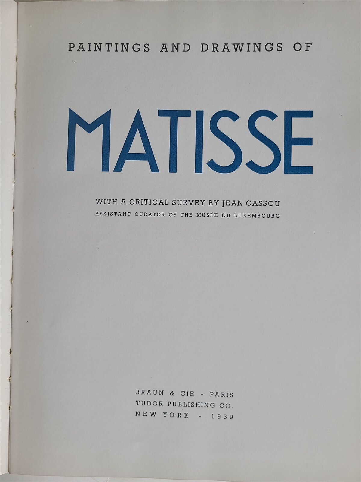 1939 MATISSE PAINTINGS & DRAWINGS ILLUSTRATED ART BOOK vintage