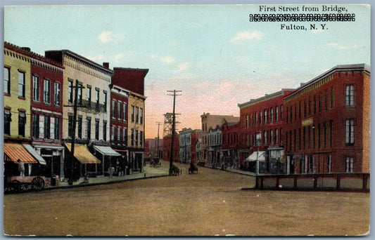FULTON NY FIRST STREET ANTIQUE POSTCARD