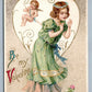 VALENTINE EMBOSSED ANTIQUE POSTCARD S. SCHMUCKER DESIGN 1910