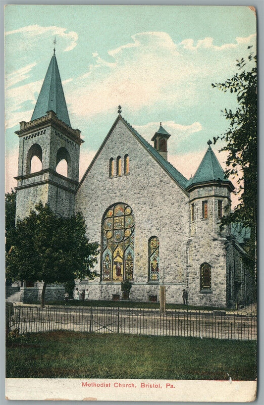 BRISTOL PA METHODIST CHURCH ANTIQUE POSTCARD