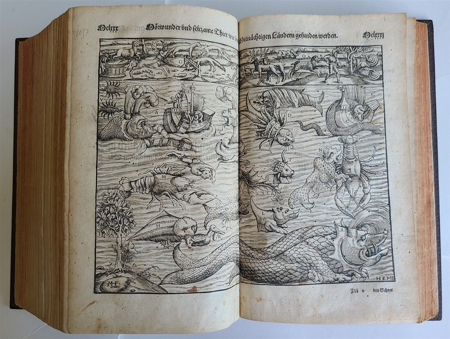 1578 COSMOGRAPHY by Sebastian Munster antique RARE ILLUSTRATED w/ MAPS PIGSKIN