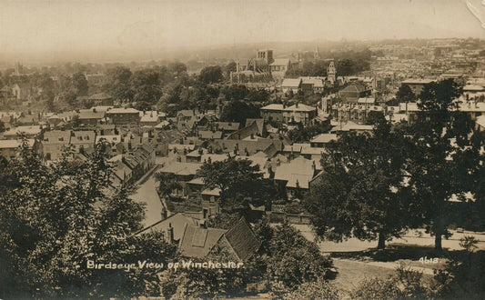 WINCHESTER ENGLAND UK BIRDS EYE VIEW 1918 ANTIQUE REAL PHOTO POSTCARD RPPC