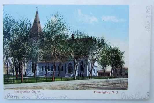 VINTAGE 1907 UNDIVIDED POSTCARD PRESBYTERIAN CHURCH FLEMINGTON NJ New Jersey