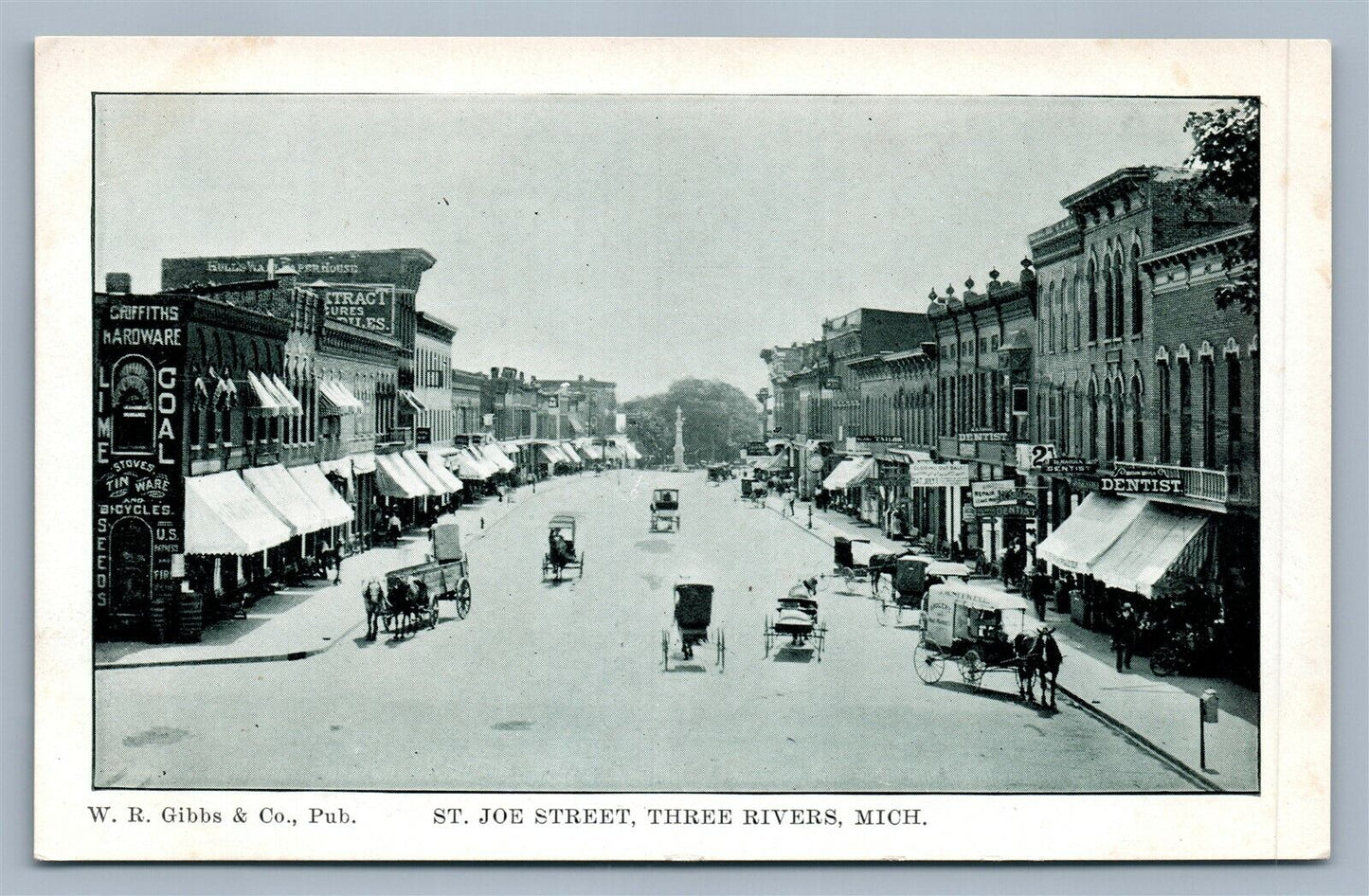 THREE RIVERS MI ST. JOE STREET ANTIQUE POSTCARD