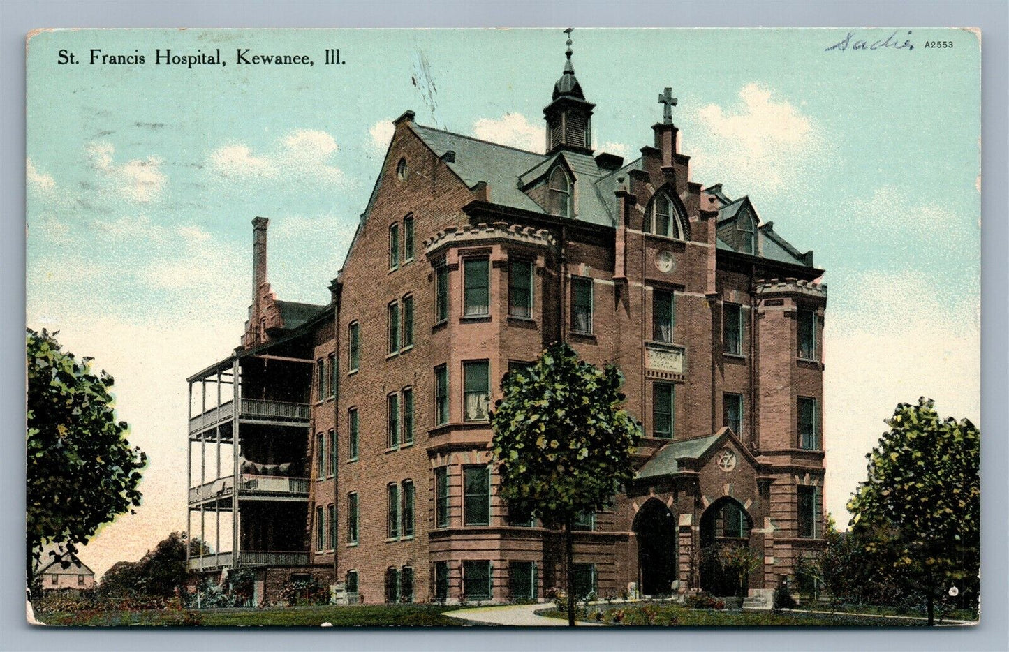 KEWANEE IL ST. FRANCIS HOSPITAL 1909 ANTIQUE POSTCARD