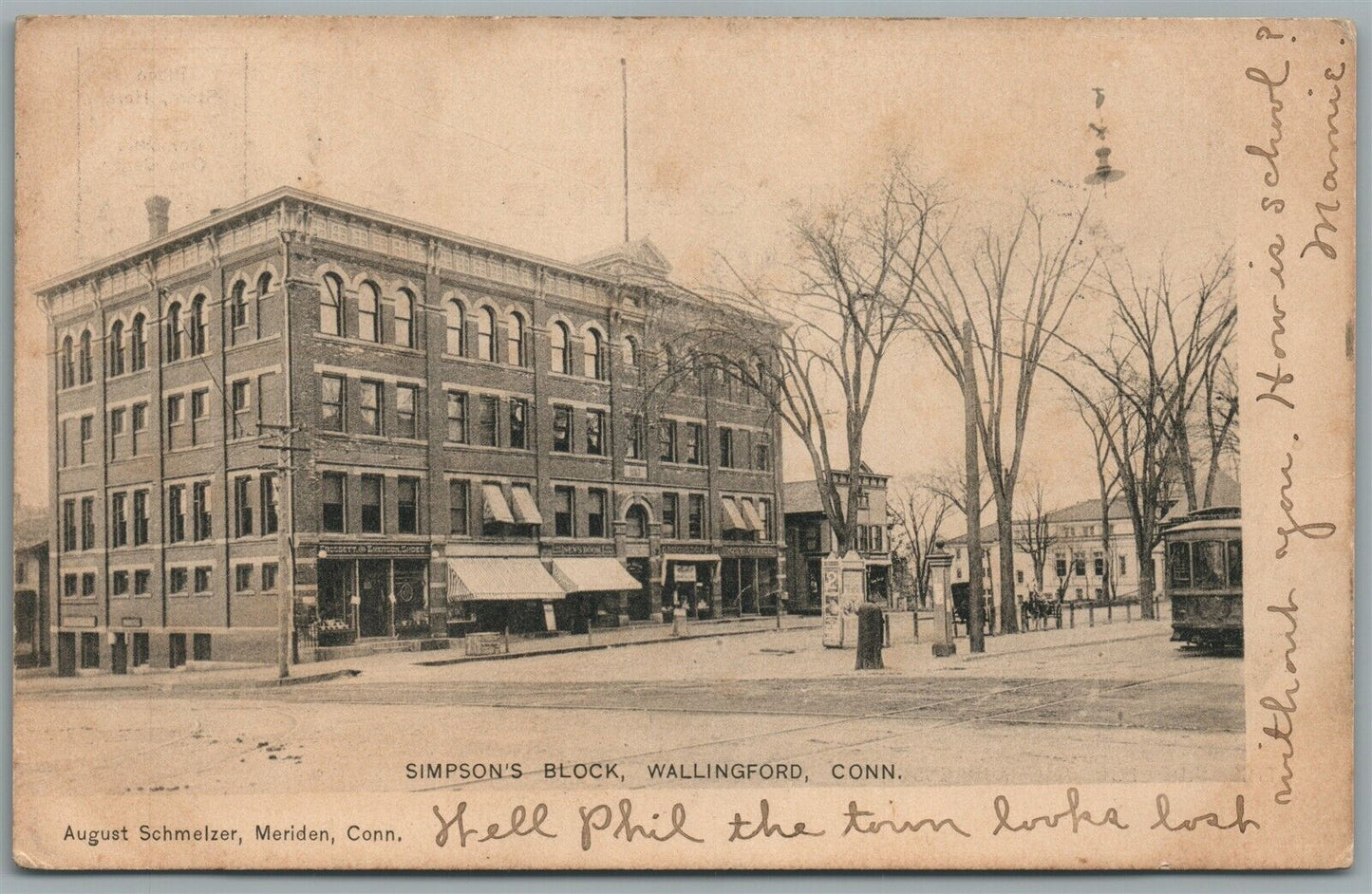 WALLINGFORD CT SIMPSON'S BLOCK ANTIQUE POSTCARD