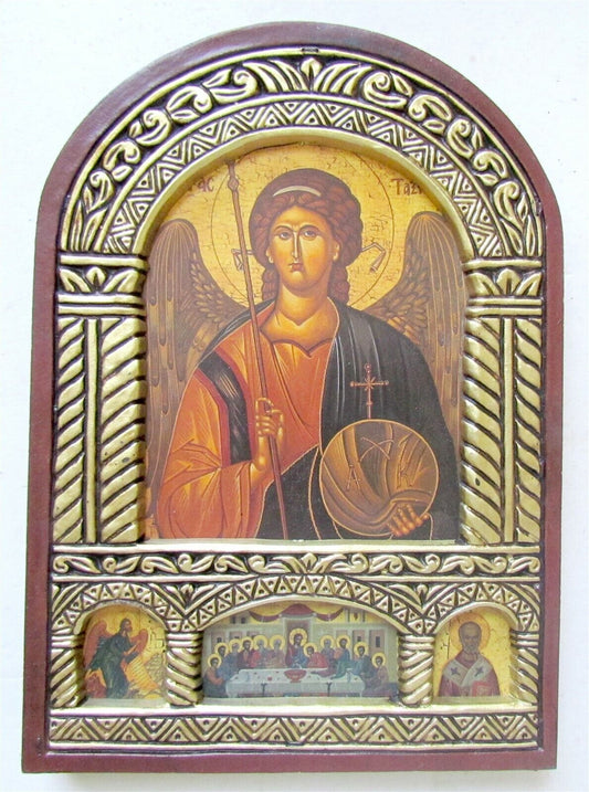 GREEK ORTHODOX ICON on WOOD of ARCHANGEL