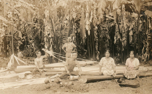 ASIAN CHINA? LOGGING WORKERS ANTIQUE REAL PHOTO POSTCARD RPPC