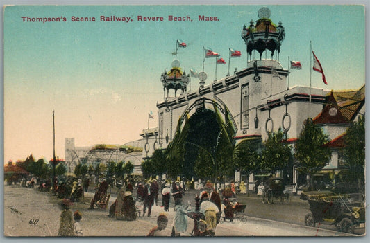 REVERE BEACH MA THOMPSON'S SCENIC RAILWAY ANTIQUE POSTCARD