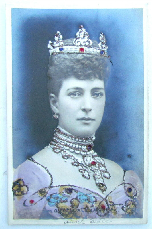 DENMARK QUEEN ALEXANDRA ALLIANCE SERIES BAS-RELIEF PHOTO CARD ANTIQUE POSTCARD