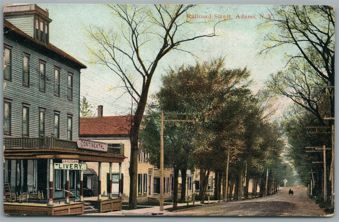 ADAMS NY RAILROAD STREET ANTIQUE POSTCARD