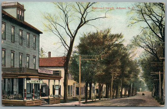 ADAMS NY RAILROAD STREET ANTIQUE POSTCARD