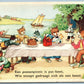 CAT'S PICNIC VINTAGE POSTCARD w/ NETHERLAND'S STAMP