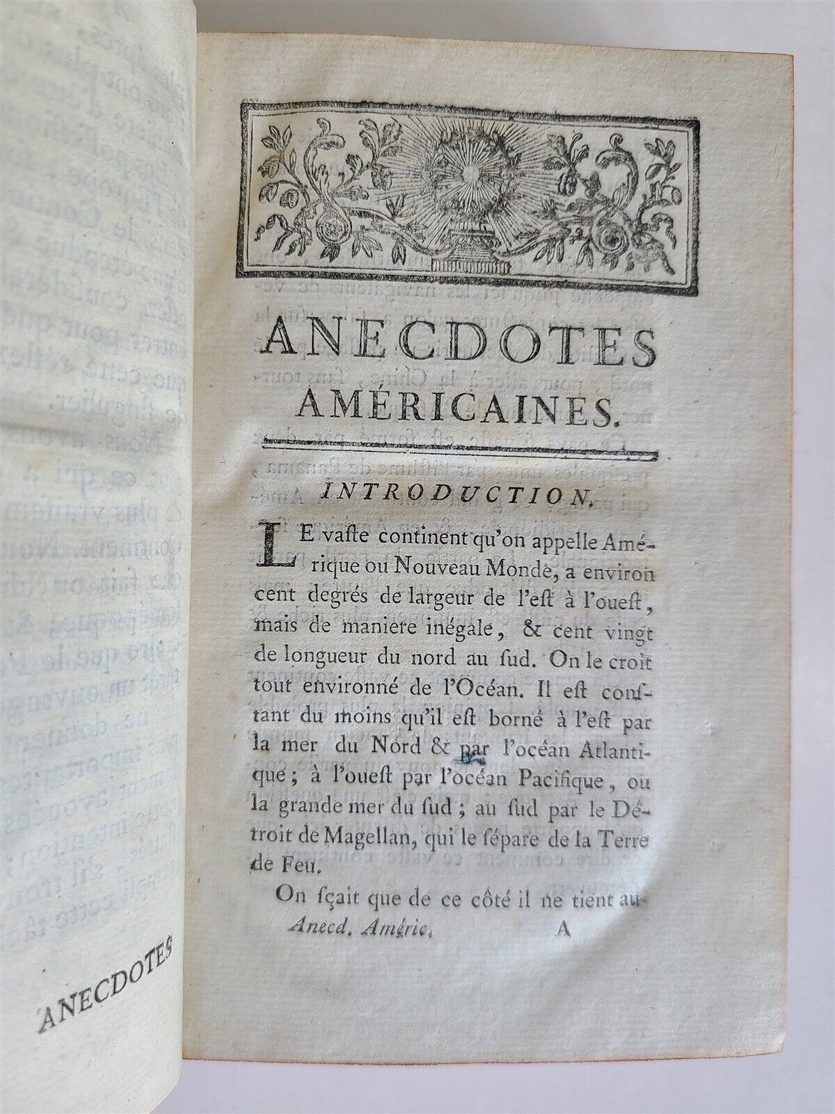 1776 ANECDOTES AMERICAINES antique FRENCH HISTORY of AMERICA - North & South