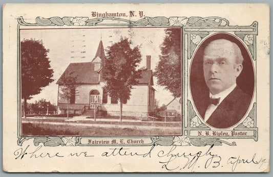 BINGHAMPTON NY FAIRVIEW M.E. CHURCH ANTIQUE POSTCARD