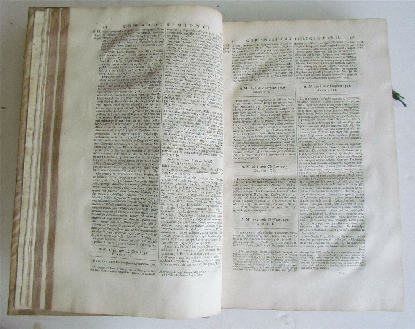 1729 CHRONICON HISTORIAM CATHOLICAM VELLUM BOUND MASSIVE FOLIO antique in LATIN