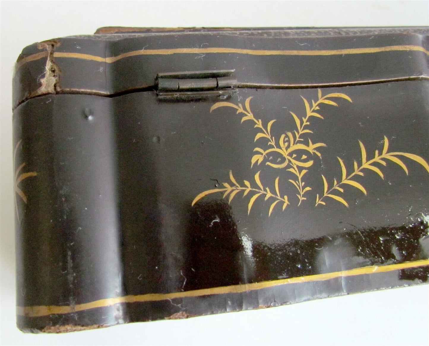 CHINESE or JAPANESE ANTIQUE ORIENTAL ASIAN LACQUER BOX w/ LOCK asian