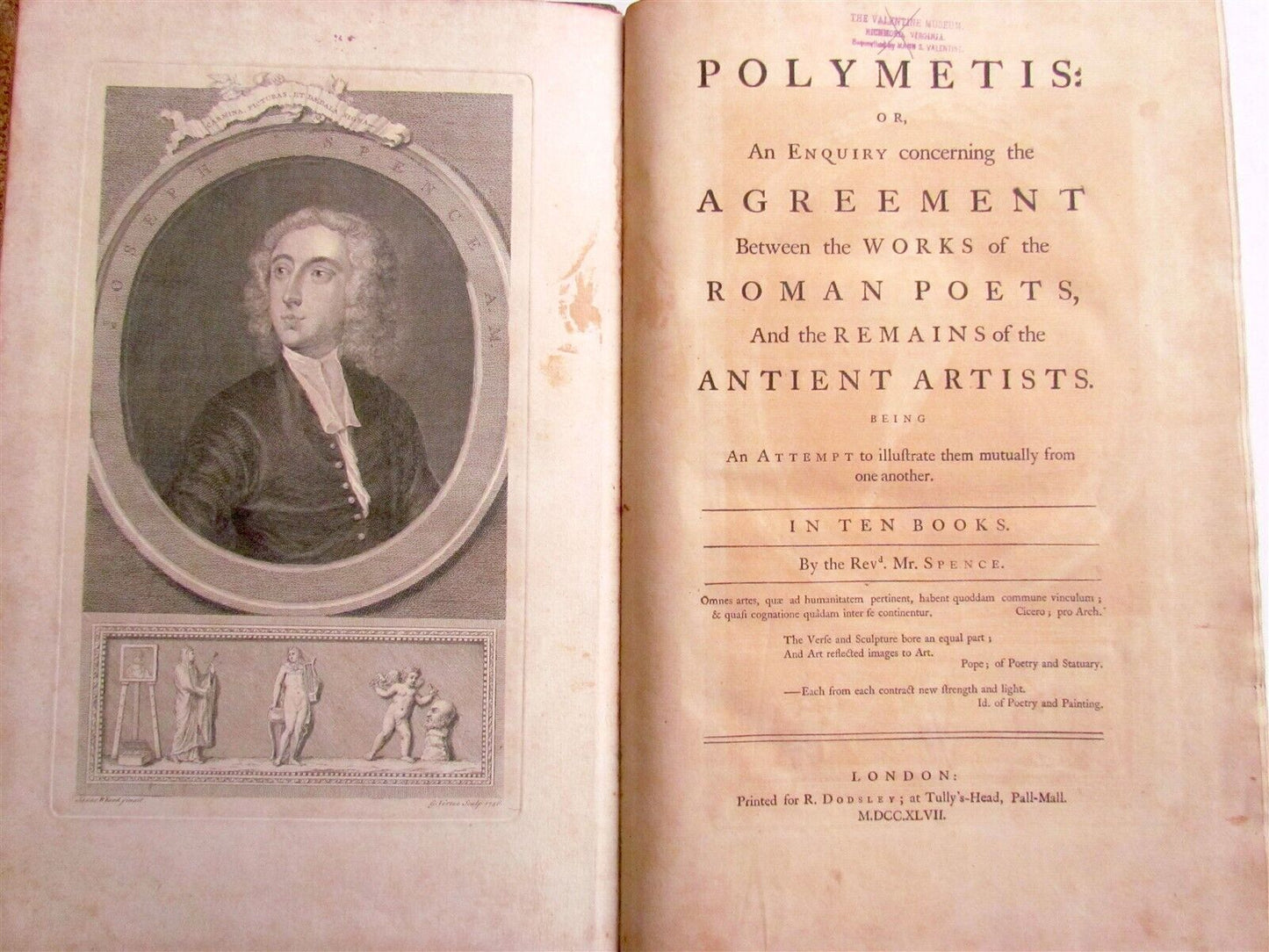 1747 POLYMETIS by J. Spence WORKS of ROMAN POETS FULLY ILLUSTRATED antique FOLIO