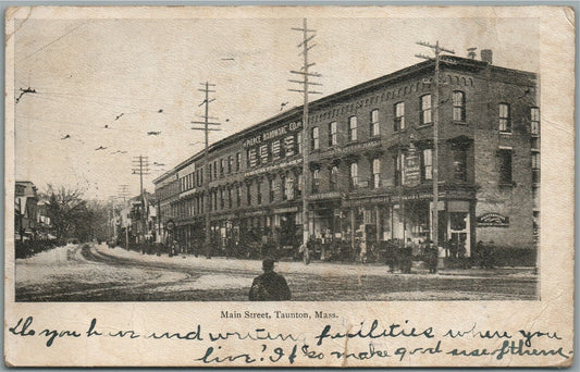 TAUNTON MA MAIN STREET ANTIQUE POSTCARD