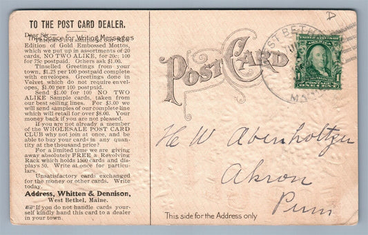 POST CARD DEALER ADVERTISING ANTIQUE POSTCARD WEST BETHEL MAINE