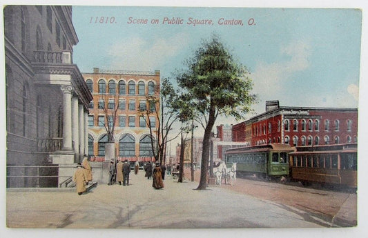 CANTON OHIO SCENE ON PUBLIC SQUARE ANTIQUE POSTCARD