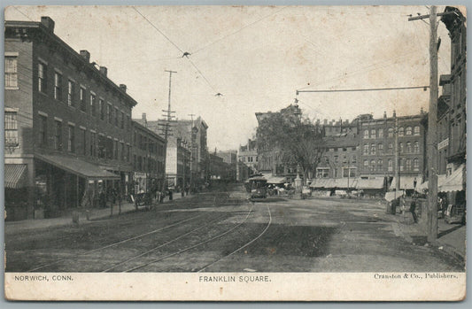 NORWICH CT FRANKLIN SQUARE ANTIQUE UNDIVIDED POSTCARD