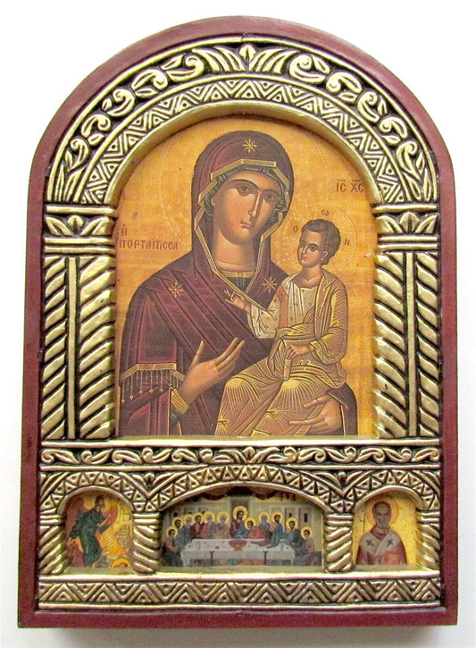 GREEK BYZANTINE RUSSIAN STYLE ORTHODOX ICON on WOOD of HOLY VIRGIN