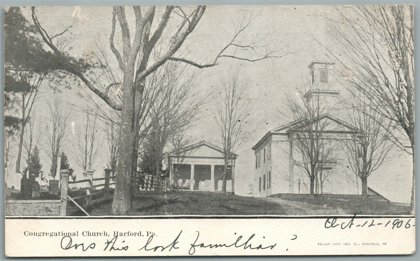 HARTFORD PA CONGREGATIONAL CHURCH ANTIQUE POSTCARD