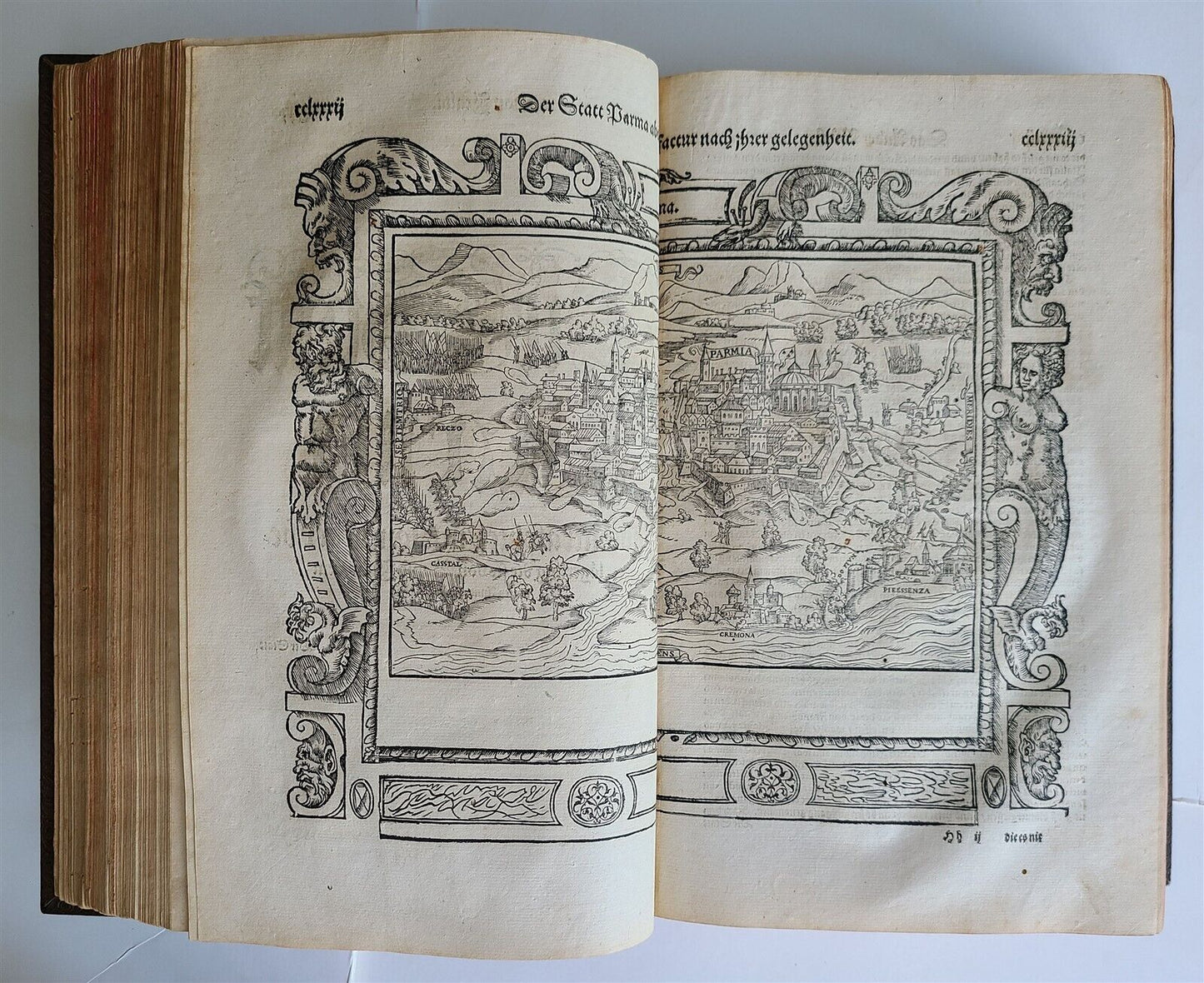 1578 COSMOGRAPHY by Sebastian Munster antique RARE ILLUSTRATED w/ MAPS PIGSKIN