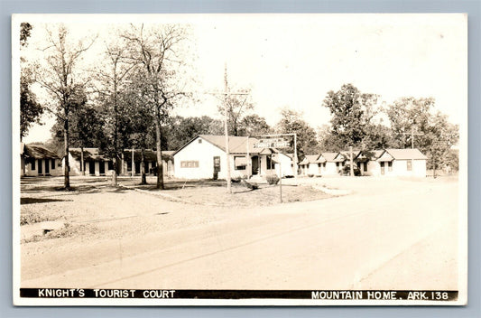 MOUNTAIN HOME ARK KNIGHT'S TOURIST COURT VINTAGE REAL PHOTO POSTCARD RPPC