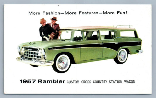 1957 RAMBLER CAR VINTAGE ADVERTISING POSTCARD