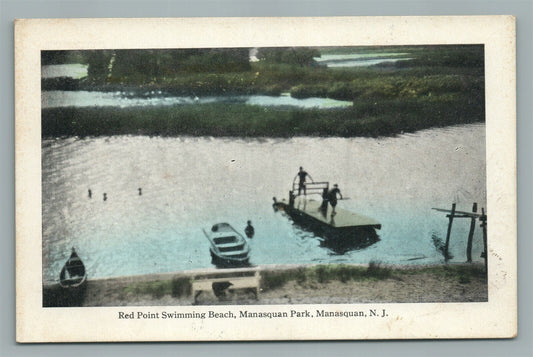 MATASQUAN NJ RED POINT SWIMMING BEACH ANTIQUE POSTCARD