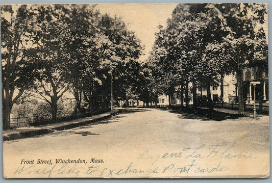 WINCHENDON MA FRONT STREET ANTIQUE POSTCARD