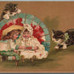 CATS PLAYING WITH KIDS ANTIQUE POSTCARD