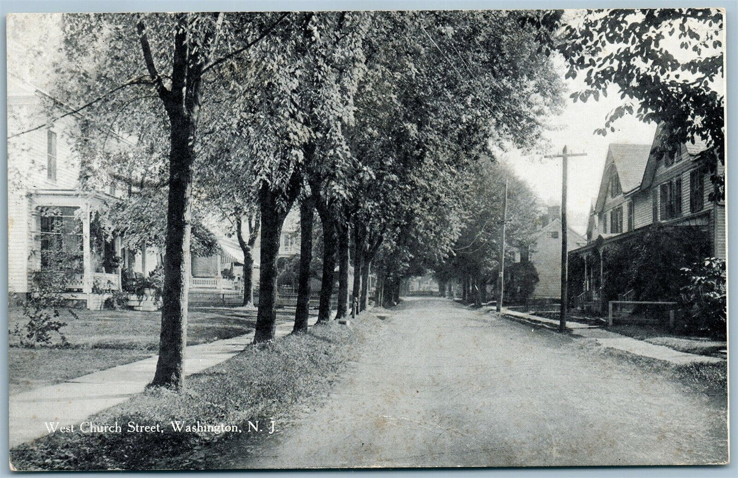 WASHINGTON NJ WEST CHURCH STREET ANTIQUE POSTCARD