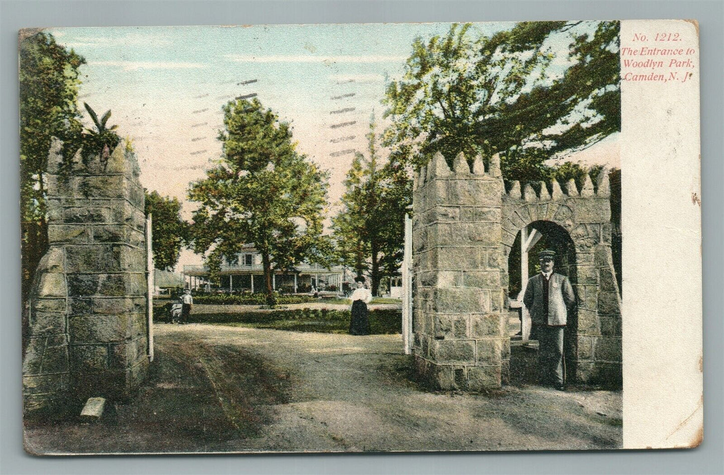 CAMDEN NJ WOODLYN PARK ENTRANCE ANTIQUE POSTCARD