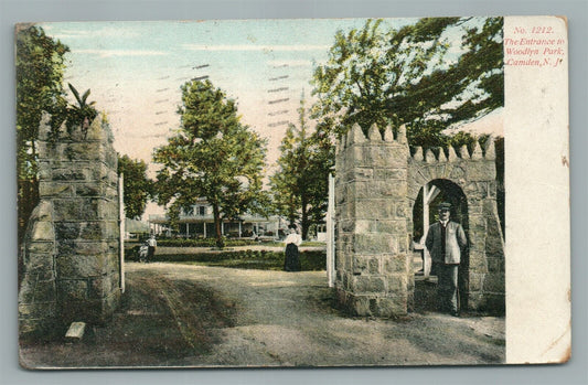 CAMDEN NJ WOODLYN PARK ENTRANCE ANTIQUE POSTCARD