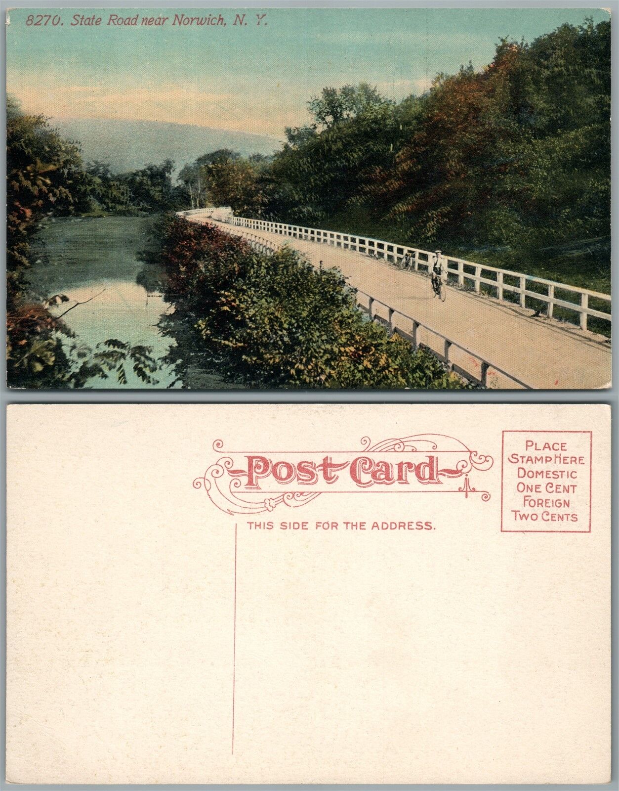 NORWICH N.Y. STATE ROAD ANTIQUE POSTCARD