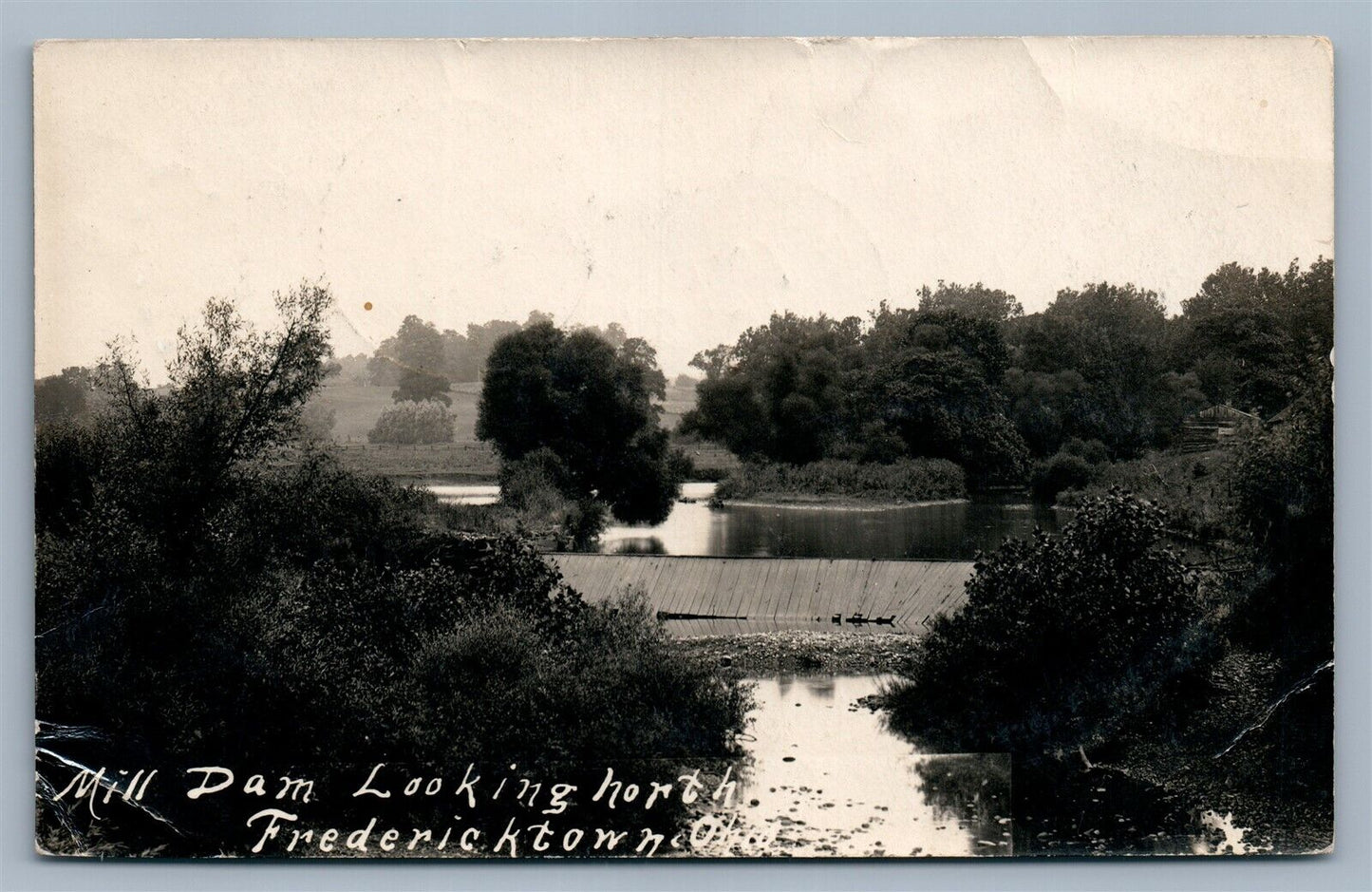 FREDERICKTOWN OH MILL DAM ANTIQUE REAL PHOTO POSTCARD RPPC