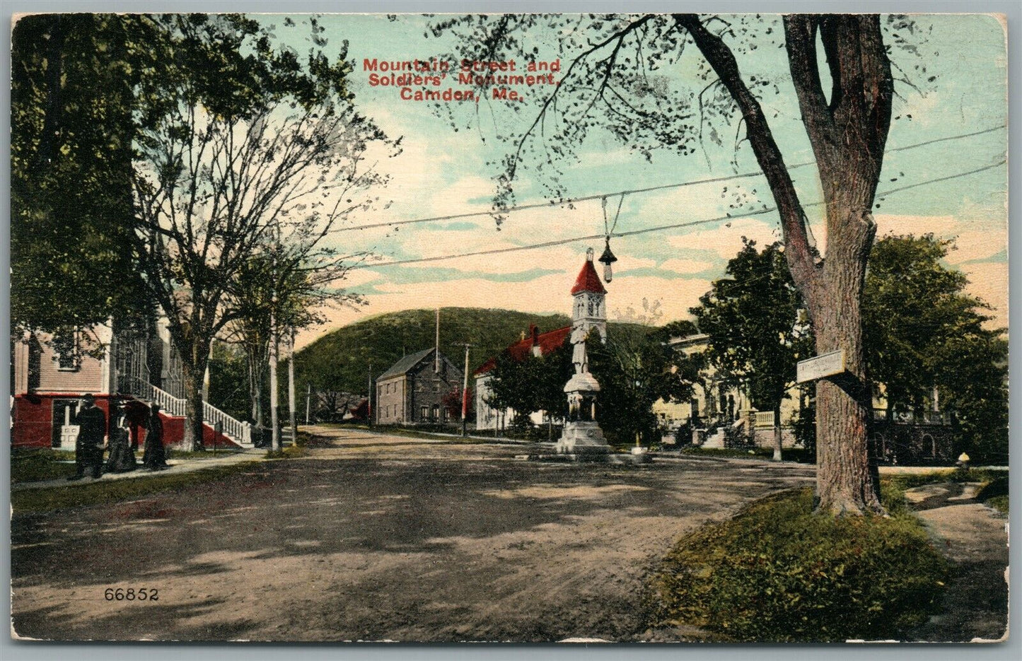 CAMDEN ME MOUNTAIN STREET & SOLDIERS MONUMENT ANTIQUE POSTCARD